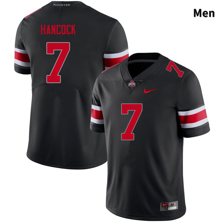Ohio State Buckeyes Jordan Hancock Men's #7 Blackout Authentic Stitched College Football Jersey